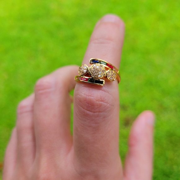 God's Promise Rainbow Diamond Gold Ring Size 6 - Picture 4 of 13